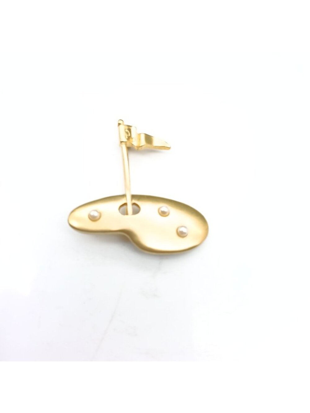 Avon Gold-Tone Golf Flag & Ball Brooch Pin with Pearls Vintage Design Hole in 1